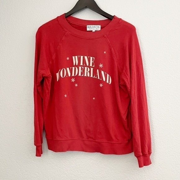 WILDFOX Wine Wonderland Red Holiday Sweater X-Small - Picture 2 of 6